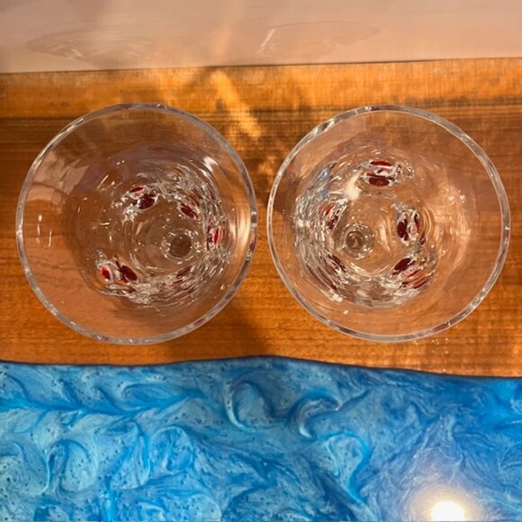 Set of (2) Crate & Barrel 8oz Blown Glass Fused Santa Wine Goblets Glasses - Picture 7 of 11